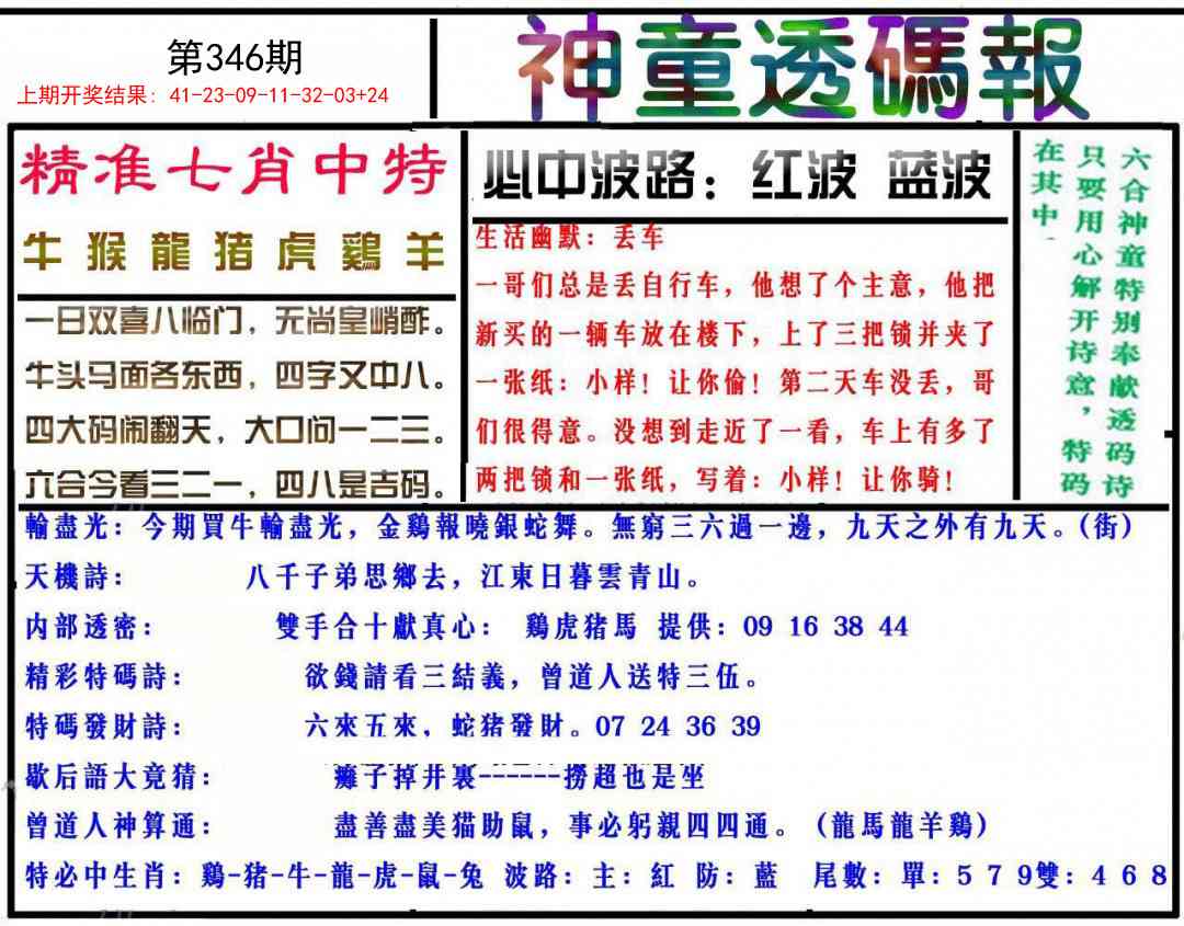 346期神童透码报[图]